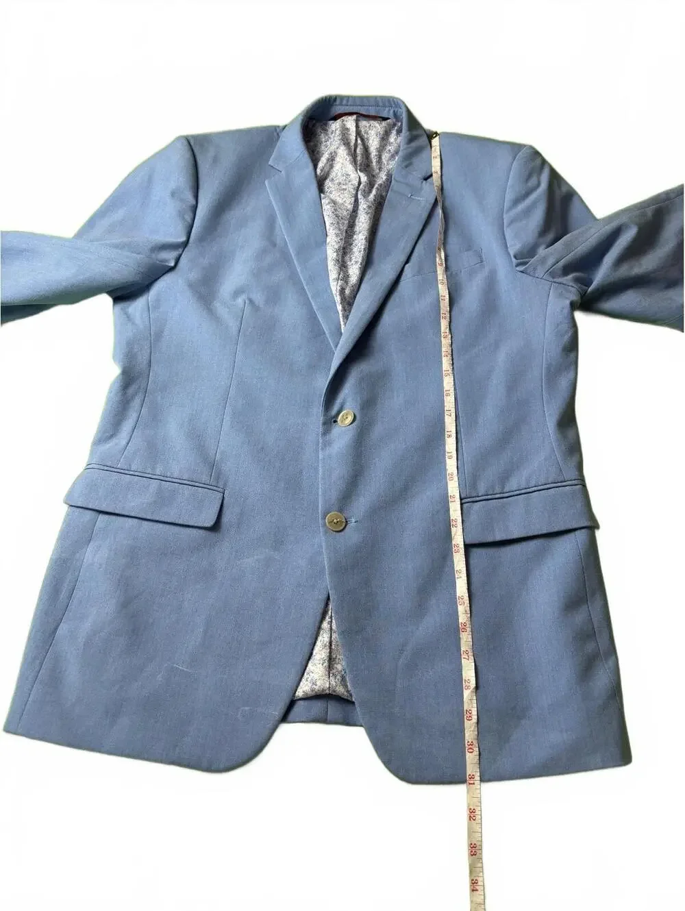 Men's Blue Blazer with Patterned Lining